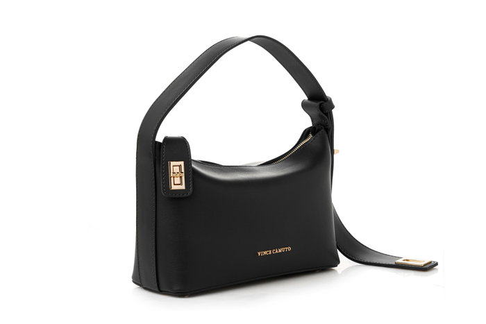 Vince Camuto Novara - Bolso de mano negro en piel de polivinilo, 24x10x16 cm